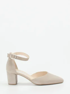 Gabor – Ankle-Strap-Pumps aus Veloursleder sandbeige