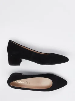 Gabor – Blockabsatz-Pumps aus Veloursleder schwarz