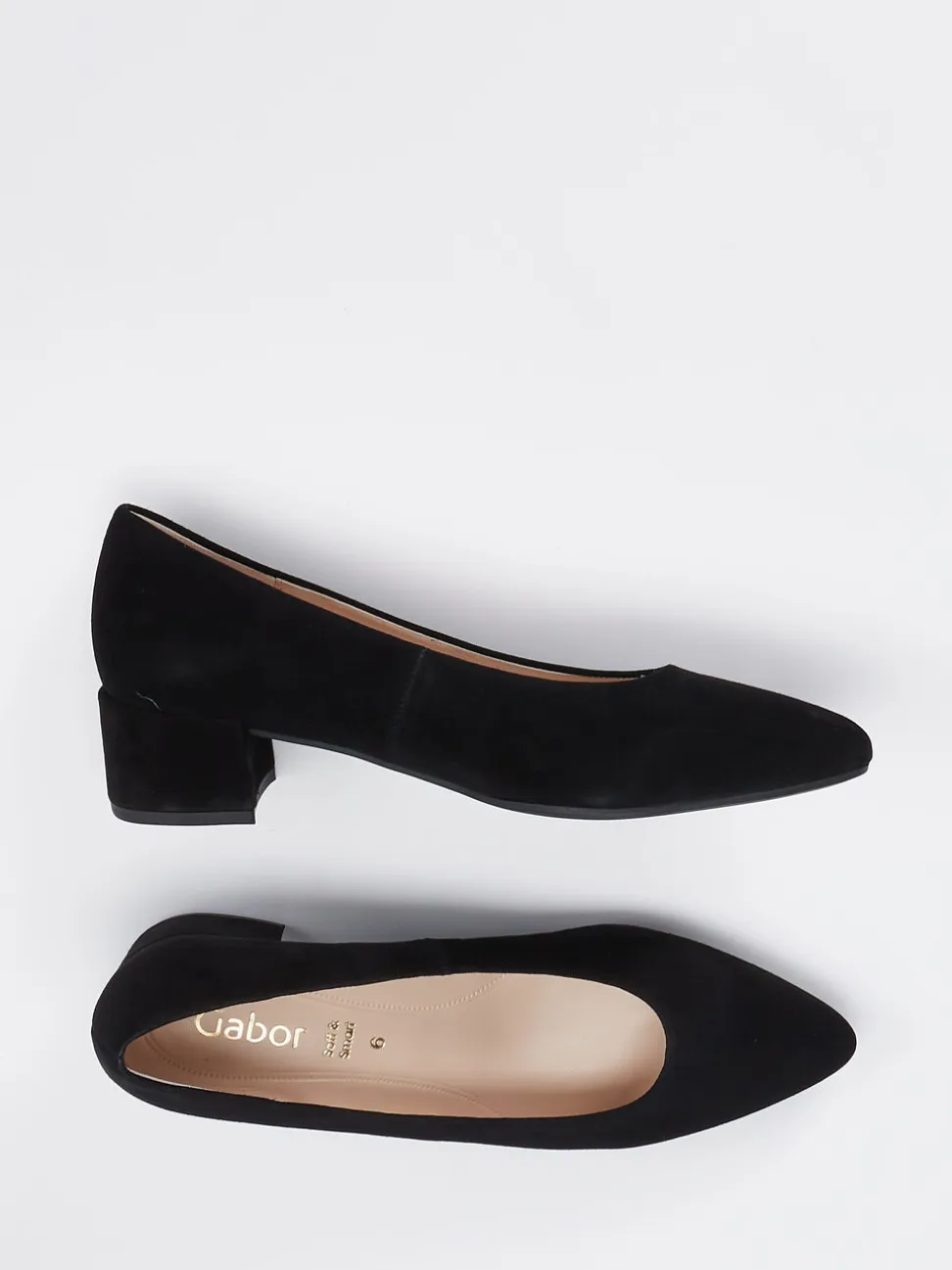 Gabor – Blockabsatz-Pumps aus Veloursleder schwarz