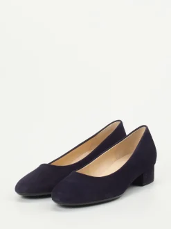 Gabor – Blockabsatz-Pumps aus Veloursleder Dunkelblau