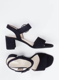 Gabor – Blockabsatz-Sandalen aus Veloursleder Blau