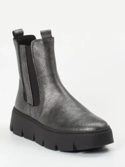 Gabor – Chelsea Boots aus Leder in Metallic-Optik