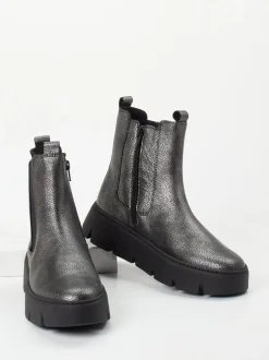 Gabor – Chelsea Boots aus Leder in Metallic-Optik