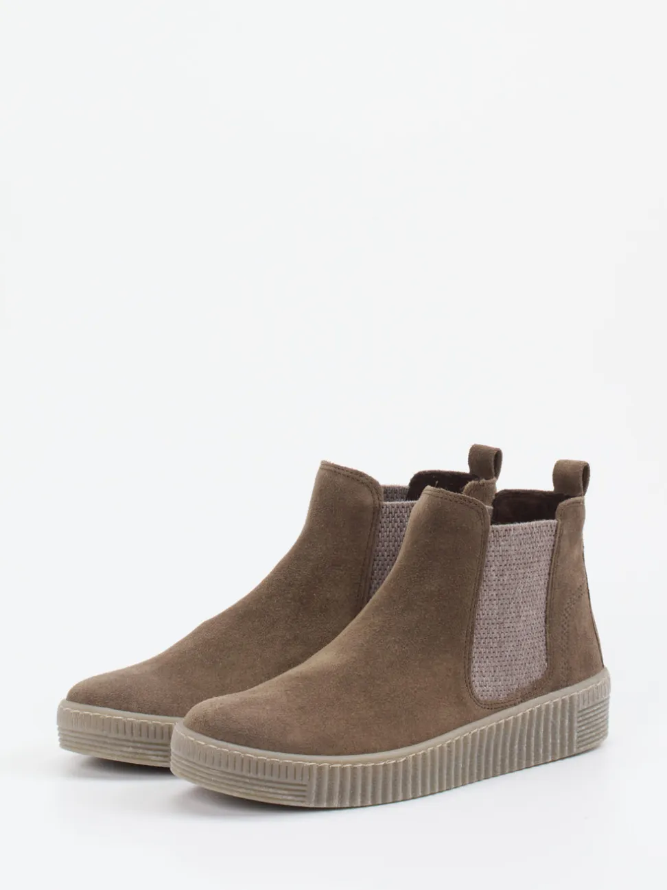 Gabor – Chelsea Boots aus Veloursleder taupebraun