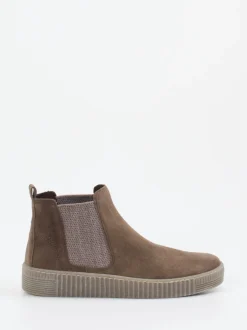 Gabor – Chelsea Boots aus Veloursleder taupebraun