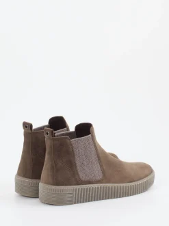 Gabor – Chelsea Boots aus Veloursleder taupebraun