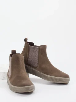 Gabor – Chelsea Boots aus Veloursleder taupebraun