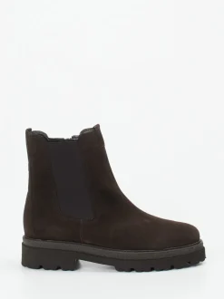Gabor – Chelsea Boots aus Veloursleder Dunkelbraun