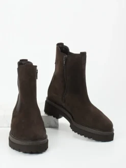 Gabor – Chelsea Boots aus Veloursleder Dunkelbraun