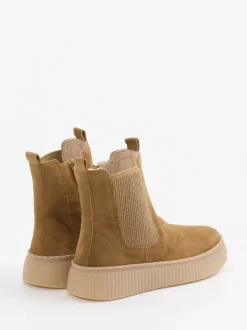 Gabor – Chelsea Boots aus Veloursleder camelbraun