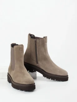 Gabor – Chelsea-Stiefelette aus Veloursleder taupe