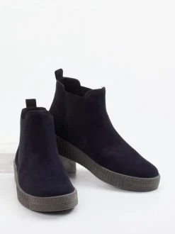Gabor – Chelsea-Stiefelette aus Veloursleder navyblau