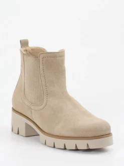 Gabor – Chelsea-Stiefelette aus Veloursleder Beige