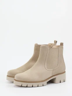 Gabor – Chelsea-Stiefelette aus Veloursleder Beige