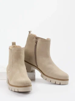Gabor – Chelsea-Stiefelette aus Veloursleder Beige