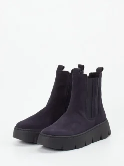 Gabor – Chelsea-Stiefeletten aus Veloursleder Dunkelviolett