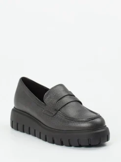 Gabor – Chunky Loafer aus genarbtem Leder grau