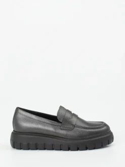 Gabor – Chunky Loafer aus genarbtem Leder grau
