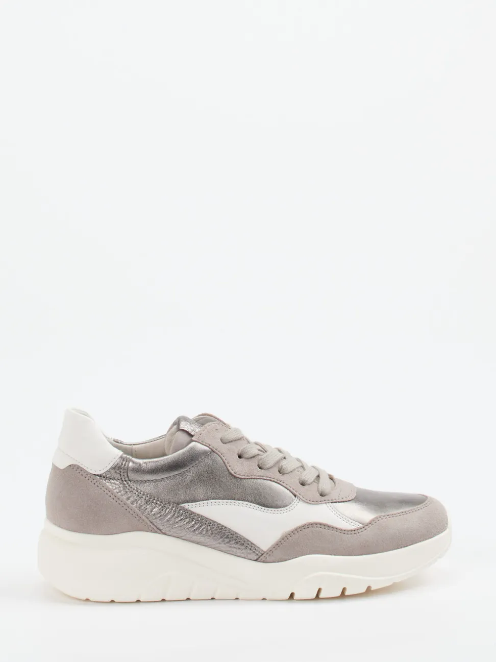 Gabor – Chunky Sneaker aus Kalbleder Silbermetallic