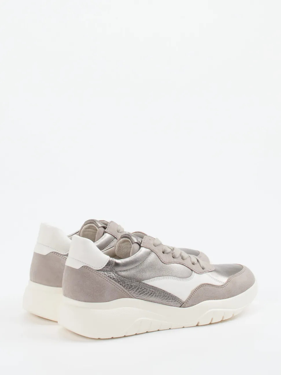 Gabor – Chunky Sneaker aus Kalbleder Silbermetallic