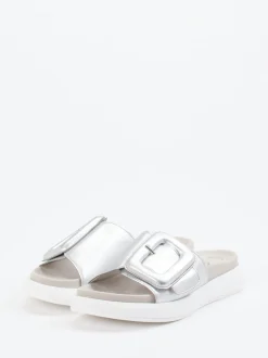 Gabor – Damen-Slides aus Metallicleder silber
