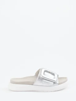 Gabor – Damen-Slides aus Metallicleder silber