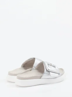 Gabor – Damen-Slides aus Metallicleder silber