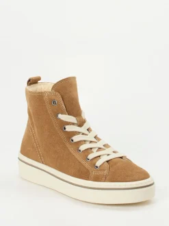 Gabor – High-Top Sneaker aus Veloursleder karamellbraun