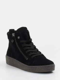 Gabor – High-Top Sneaker aus Veloursleder Schwarz