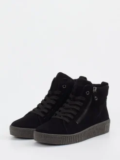 Gabor – High-Top Sneaker aus Veloursleder Schwarz