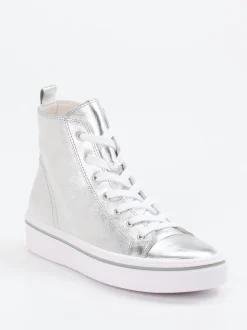 Gabor – High-Top-Sneaker aus Metallicleder silber