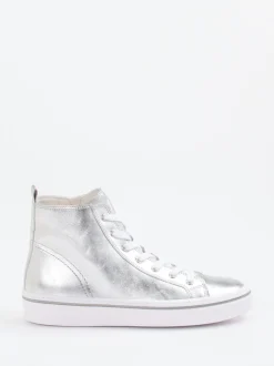 Gabor – High-Top-Sneaker aus Metallicleder silber