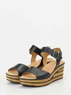 Gabor – Keilsandalette aus Lammleder Schwarz