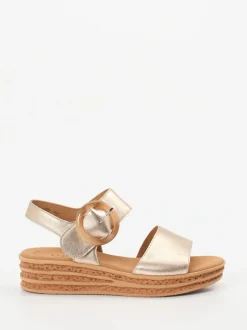 Gabor – Keilsandalette aus Metallicleder goldfarben