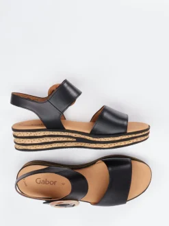 Gabor – Keilsandalette aus Kalbleder schwarz