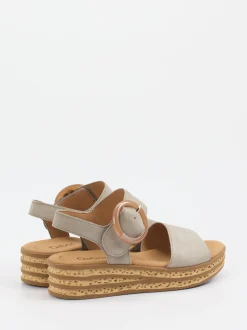 Gabor – Keilsandalette aus Veloursleder grün