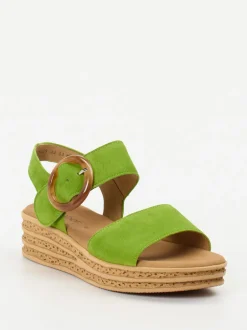Gabor – Keilsandalette aus Veloursleder grün