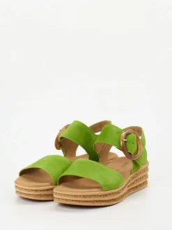 Gabor – Keilsandalette aus Veloursleder grün