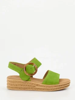 Gabor – Keilsandalette aus Veloursleder grün