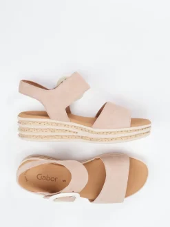 Gabor – Keilsandalette aus Veloursleder rosé