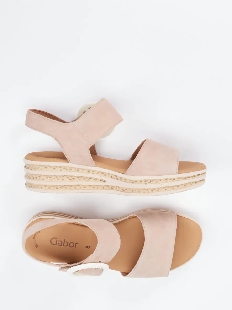 Gabor – Keilsandalette aus Veloursleder rosé
