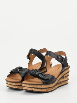 Gabor – Keilsandalette aus Lammleder schwarz