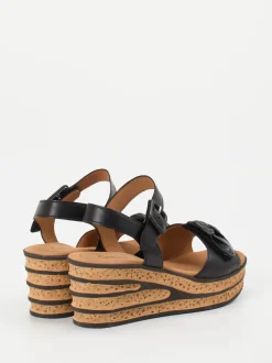 Gabor – Keilsandalette aus Lammleder schwarz