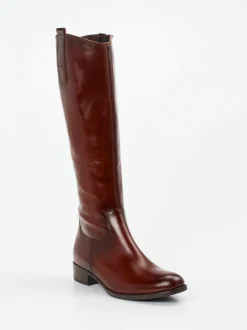 Gabor – Kniehohe Stiefel aus Glattleder kastanienbraun