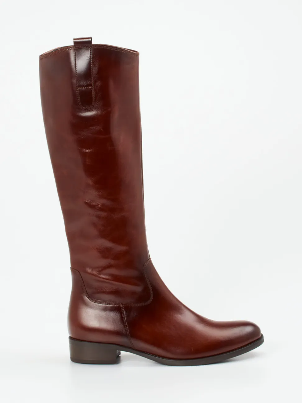 Gabor – Kniehohe Stiefel aus Glattleder kastanienbraun
