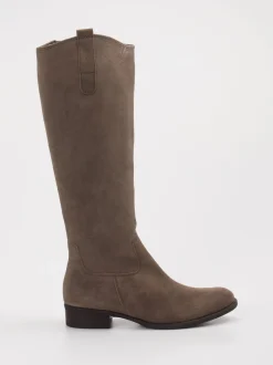 Gabor – Kniestiefel aus Veloursleder in Taupe