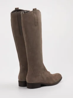 Gabor – Kniestiefel aus Veloursleder in Taupe