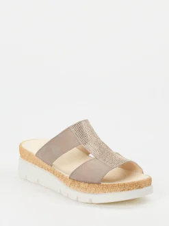 Gabor – Komfort-Pantoletten aus Veloursleder Taupe