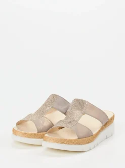 Gabor – Komfort-Pantoletten aus Veloursleder Taupe
