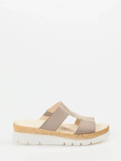 Gabor – Komfort-Pantoletten aus Veloursleder Taupe